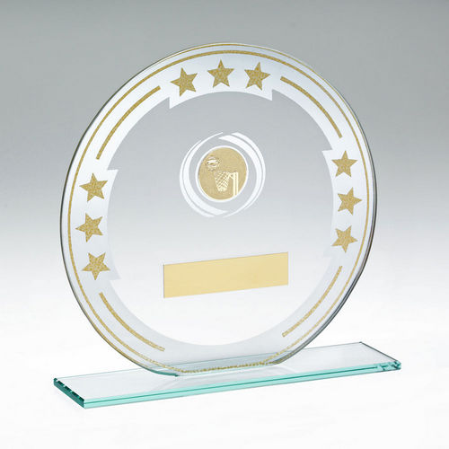 Jade/Silver/Gold Round Glass With Netball Insert And Plate - 140mm by Legacy Outfitters