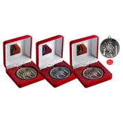 Red Velvet Box And 60mm Medal Netball by Legacy Outfitters