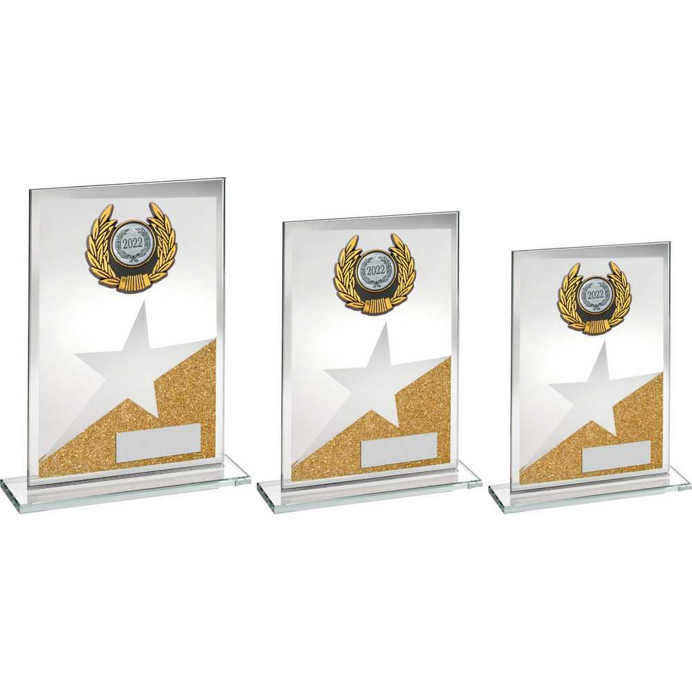 Jade/Gold/Silv Glass Plaque With Silv/Blk Trim Trophy (1in Centre) by Legacy Outfitters