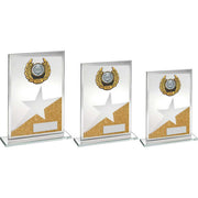 Jade/Gold/Silv Glass Plaque With Silv/Blk Trim Trophy (1in Centre) by Legacy Outfitters
