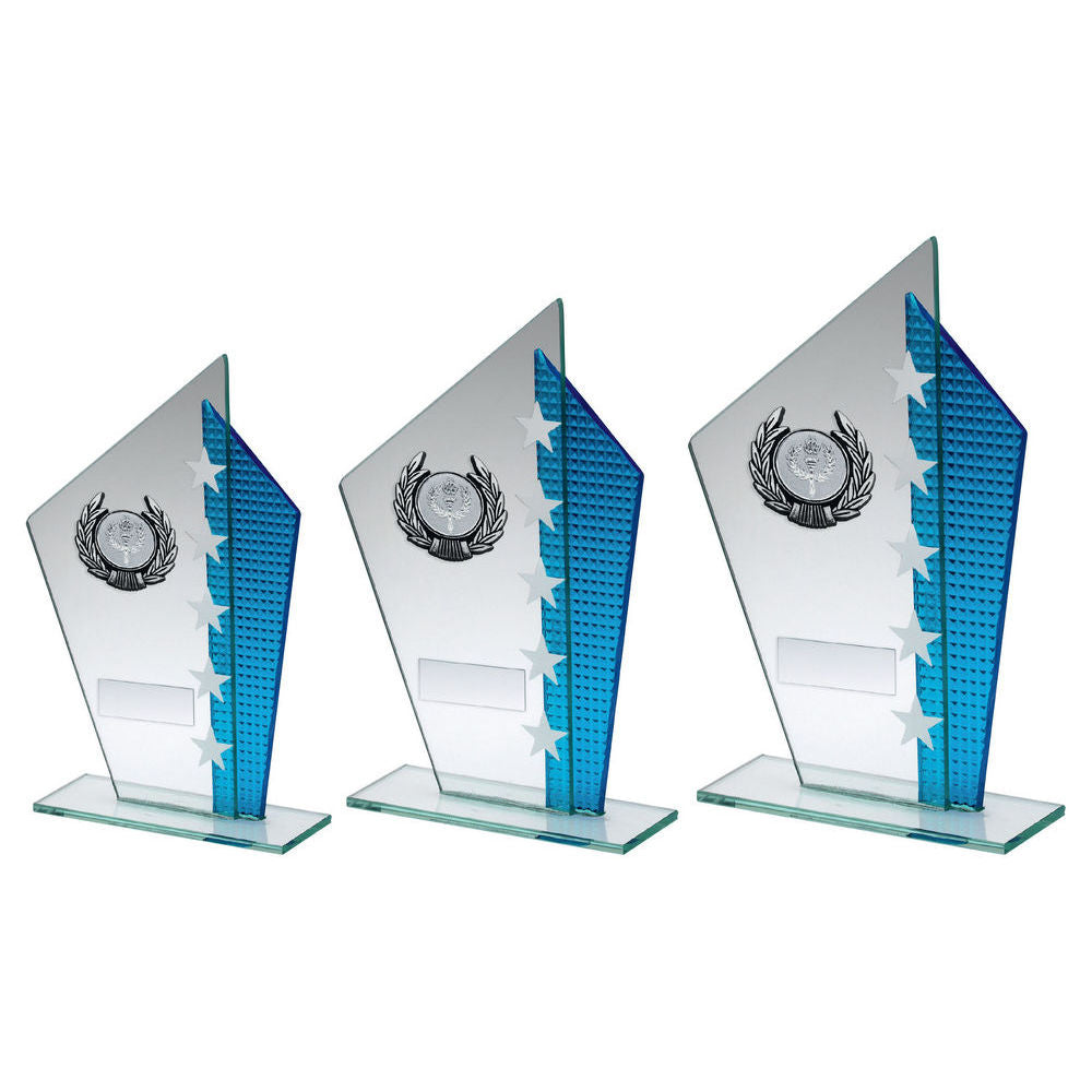 Jade/Blue/Silv Glass With Silver/Black Trim Trophy (1in Cen) by Legacy Outfitters