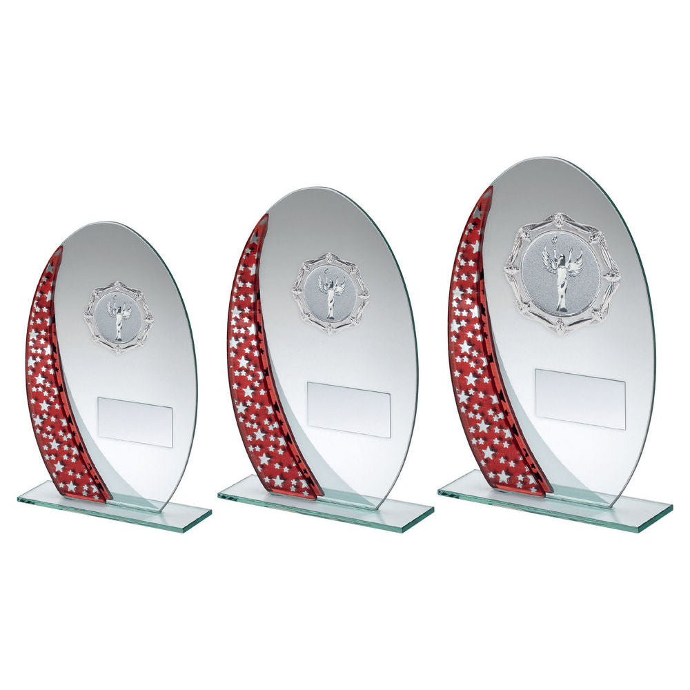 Jade/Silv/Red Glass Oval With Silver Trim Trophy (1in Cen) by Legacy Outfitters