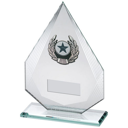 Jade/Silver Diamond Glass With Silv/Blk Trim Trophy (1in Centre) - 165mm by Legacy Outfitters