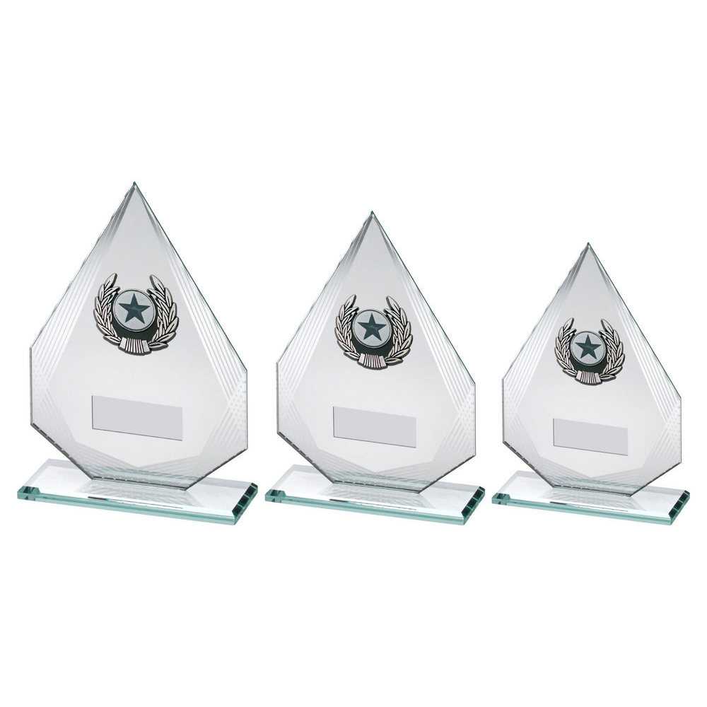 Jade/Silver Diamond Glass With Silv/Blk Trim Trophy (1in Centre) by Legacy Outfitters