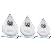 Jade/Silver Diamond Glass With Silv/Blk Trim Trophy (1in Centre) by Legacy Outfitters