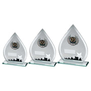 Jade/Blk/Silv Glass Teardrop Plaque With Silv/Blk Trim Trophy (1in Cen) by Legacy Outfitters