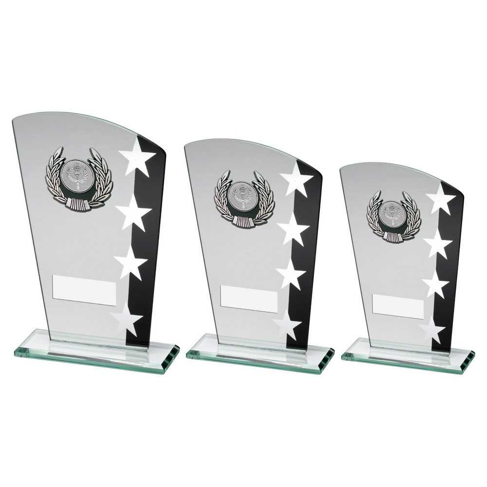 Jade/Blk/Silv Glass Plaque With Silv/Blk Trim Trophy (1in Centre) by Legacy Outfitters