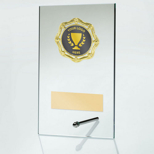 Jade Glass Rectangle Plaque With Gold Trim Trophy (2in Centre) - 159mm by Legacy Outfitters