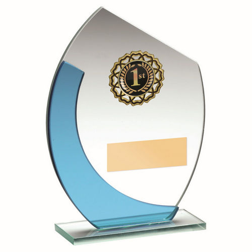 Jade/Blue Glass With Gold Trim Trophy (1in Centre) - 140mm by Legacy Outfitters