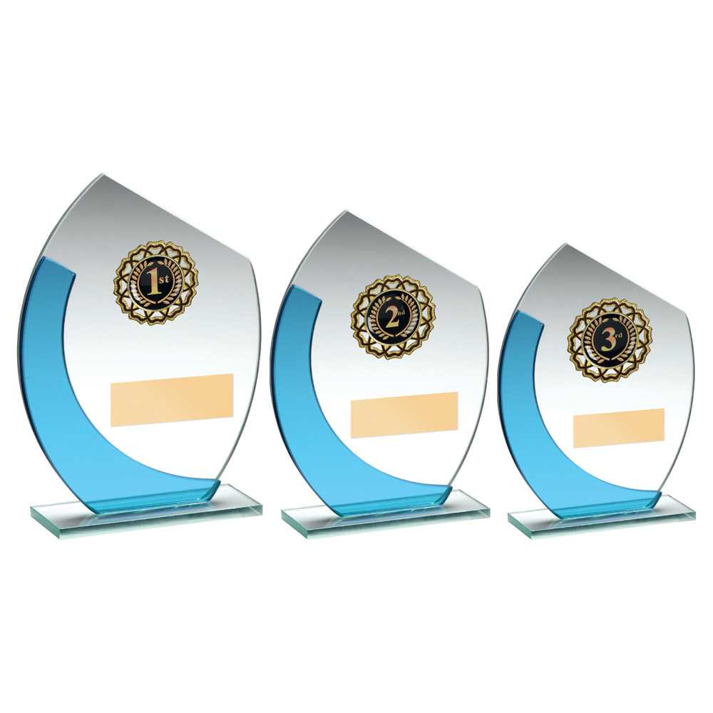 Jade/Blue Glass With Gold Trim Trophy (1in Centre) by Legacy Outfitters