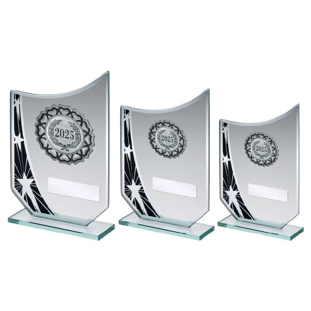 Jade/Blk/Silv Glass Star Plaque With Silv/Blk Trim Trophy - (1in Cen) by Legacy Outfitters