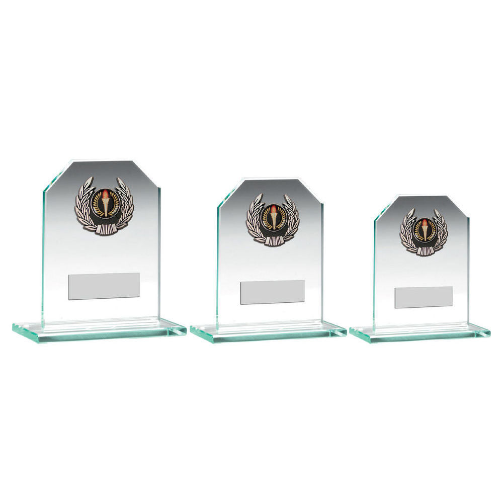 Jade Glass Rectangle Plaque With Silv/Blk Wreath Trim Trophy (1in Cen) by Legacy Outfitters