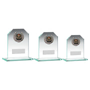 Jade Glass Rectangle Plaque With Silv/Blk Wreath Trim Trophy (1in Cen) by Legacy Outfitters