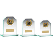 Jade Glass Rectangle Plaque With Gold/Blk Wreath Trim Trophy (1in Cen) by Legacy Outfitters
