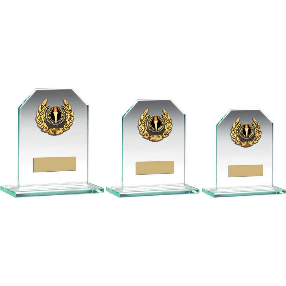 Jade Glass Rectangle Plaque With Gold/Blk Wreath Trim Trophy (1in Cen) by Legacy Outfitters