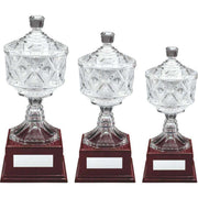 Clear Glass Cup On Wooden Base With Plate by Legacy Outfitters