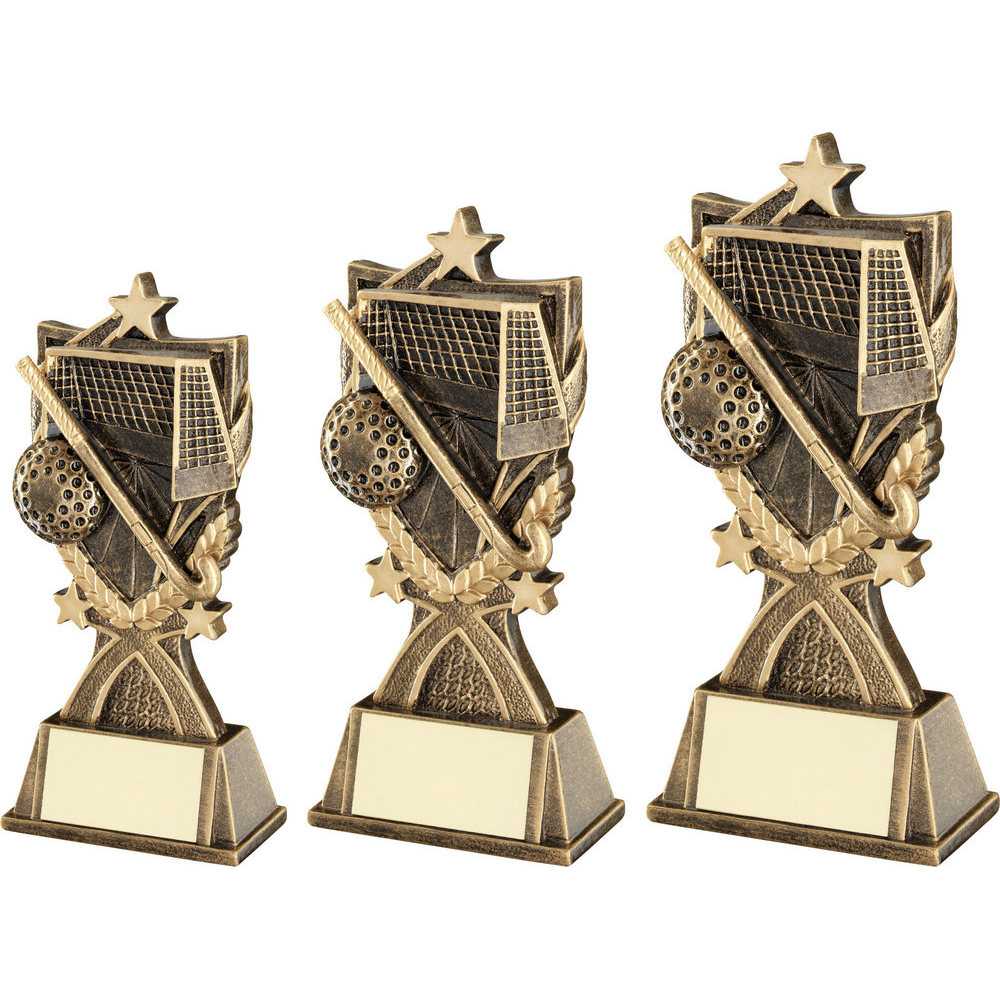 Brz/Gold Hockey 3 Star Wreath Series With Plate by Legacy Outfitters