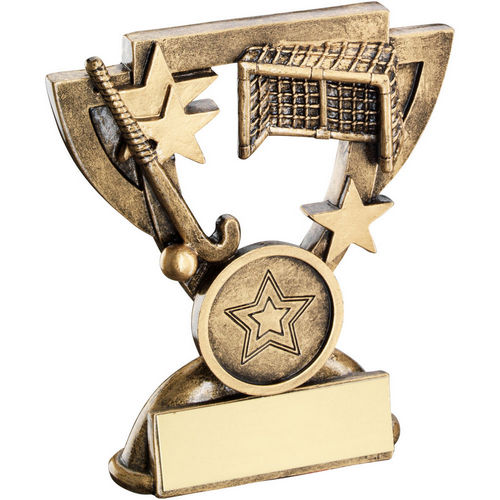 Brz/Gold Hockey Mini Cup With Plate (1in Centre) - 95mm by Legacy Outfitters