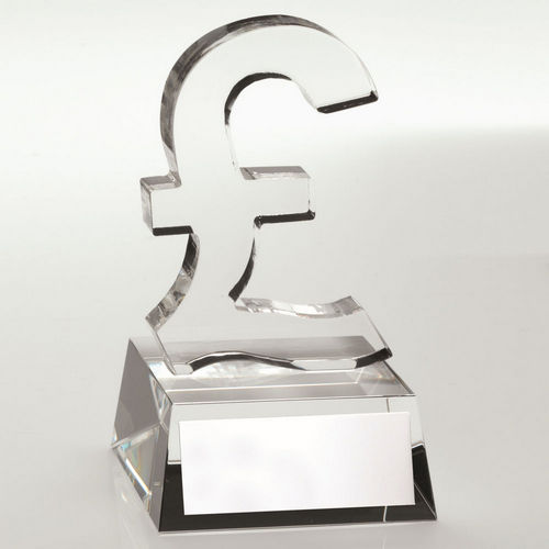 CLEAR GLASS POUND SIGN WITH PLATE - 4.75in