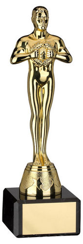 Gold Plastic Achievement Figure On Black Marble Trophy - 171mm by Legacy Outfitters