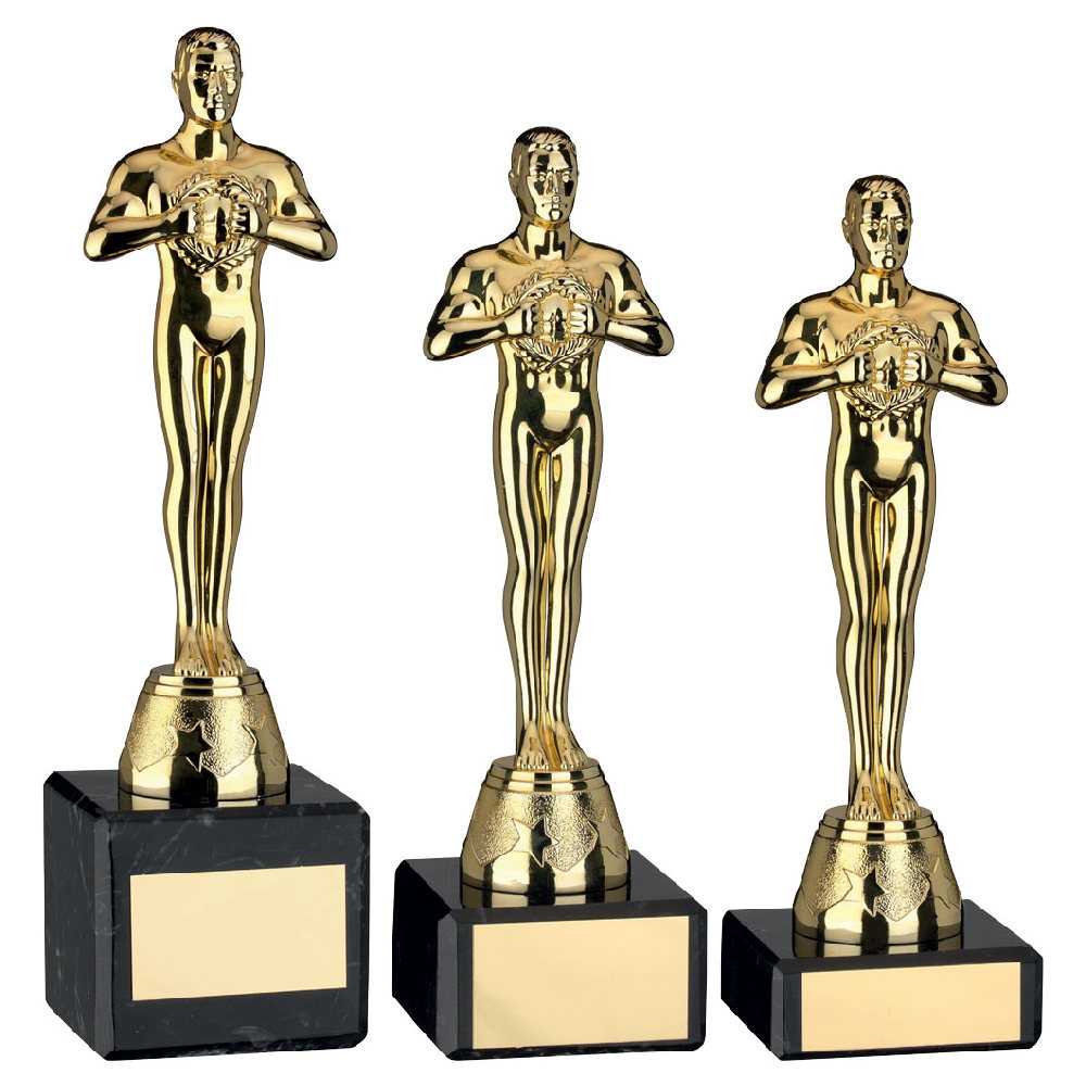 Gold Plastic Achievement Figure On Black Marble Trophy by Legacy Outfitters