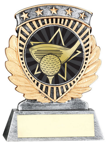 Pew/Gold 5 Star Holder With Vinyl Golf Insert & Plate - 95mm by Legacy Outfitters