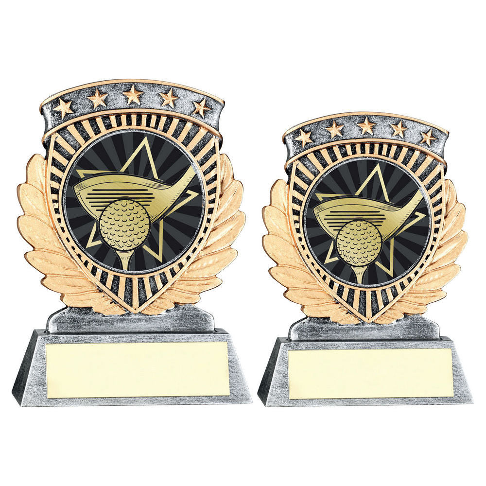 Pew/Gold 5 Star Holder With Vinyl Golf Insert & Plate by Legacy Outfitters