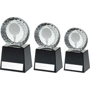 Clear Glass Golf Circle With Image On Black Plinth And Plate by Legacy Outfitters