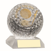 CLEAR GLASS GOLF BALL WITH PLATE NEAREST THE PIN - 3.75in