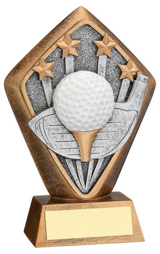 BRZ/GOLD DIAMOND HOLDER WITH GOLF DISC AND PLATE - 5.25in