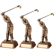 Brz/Gold Resin Male Back Swing Golf With Plate by Legacy Outfitters