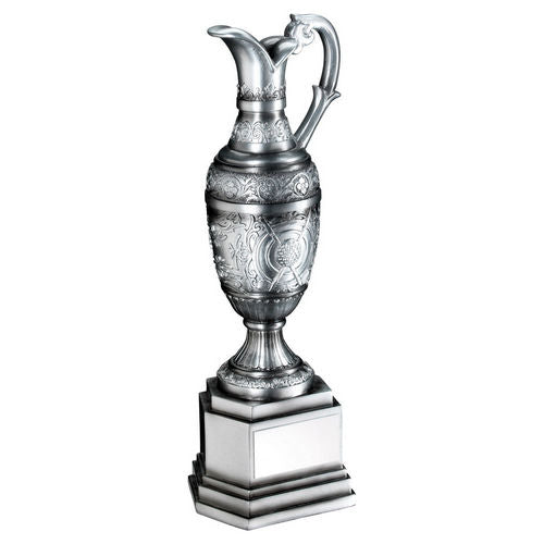 Painted Silver Golf Claret Jug With Plate - 203mm by Legacy Outfitters
