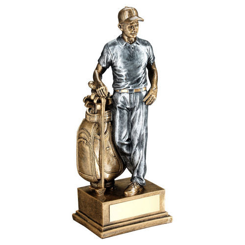 Brz/Pew Male Golfer And Bag With Plate - 203mm by Legacy Outfitters