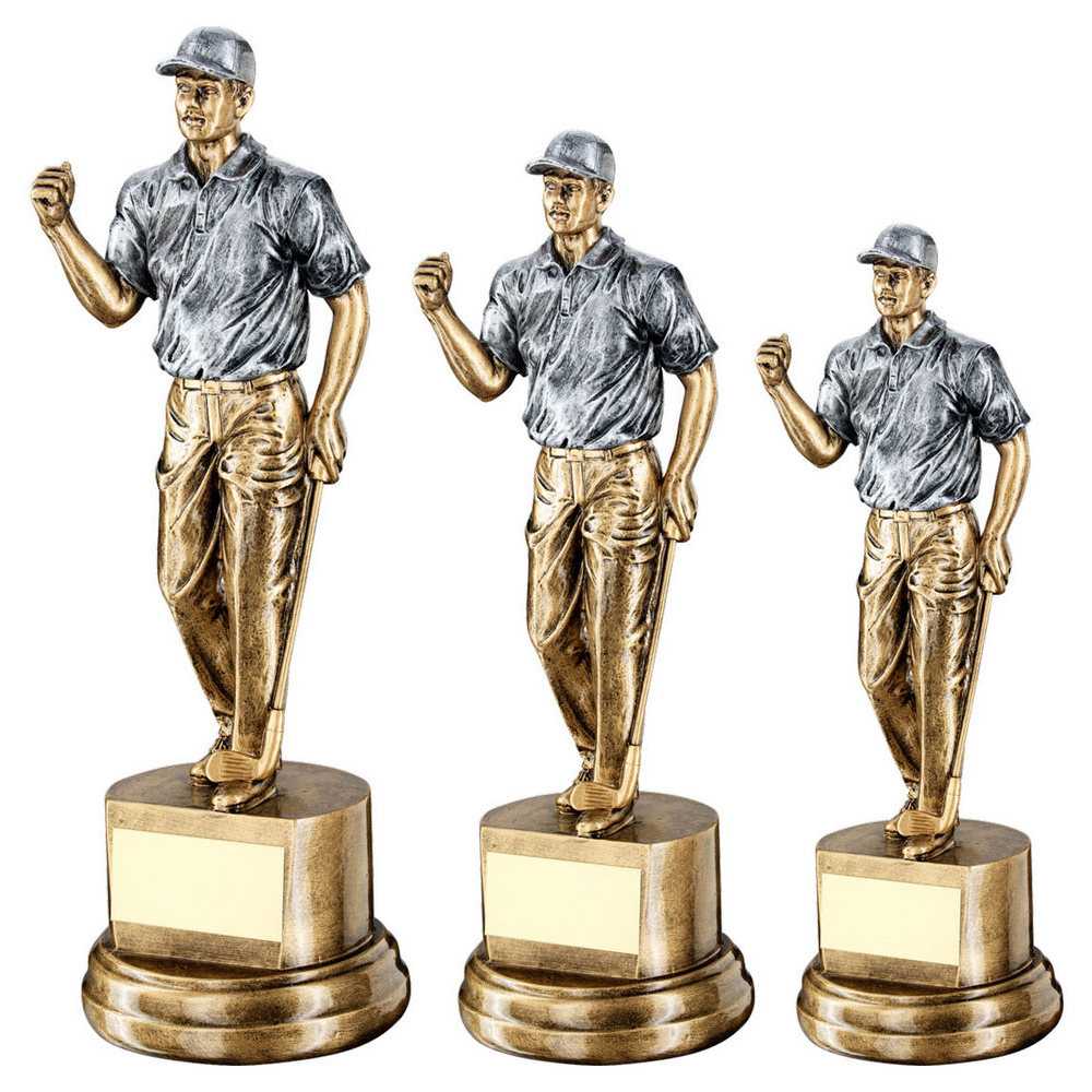Brz/Pew Male Clenched Fist Golfer With Plate by Legacy Outfitters