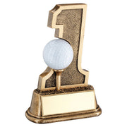 BRZ/GOLD GOLF HOLE IN ONE BALL HOLDER WITH PLATE - 6in