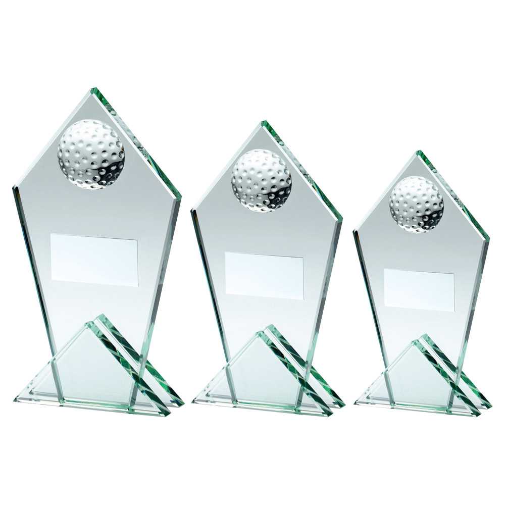 Jade Glass Pointed Plaque With Half Golf Ball And Plate by Legacy Outfitters