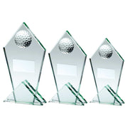 Jade Glass Pointed Plaque With Half Golf Ball And Plate by Legacy Outfitters