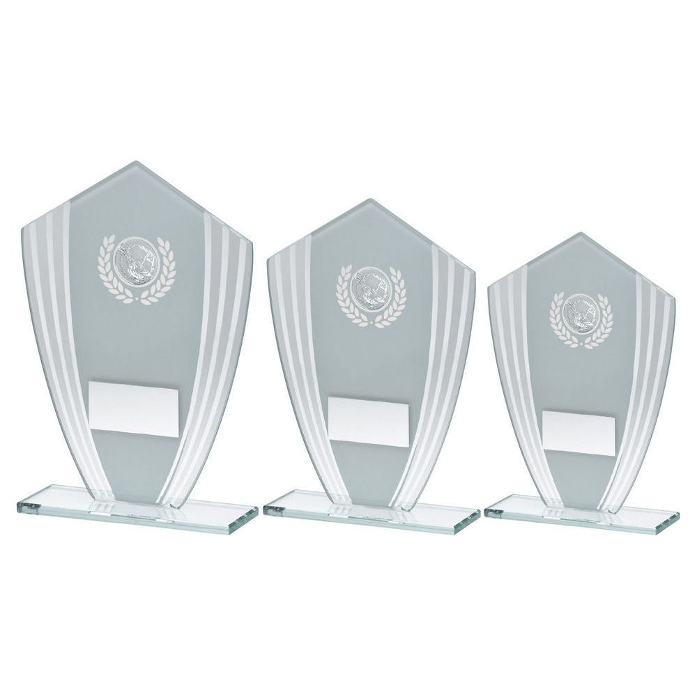 White/Silver Glass Shield Plaque With Golf Insert & Plate by Legacy Outfitters