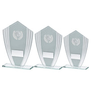 White/Silver Glass Shield Plaque With Golf Insert & Plate by Legacy Outfitters