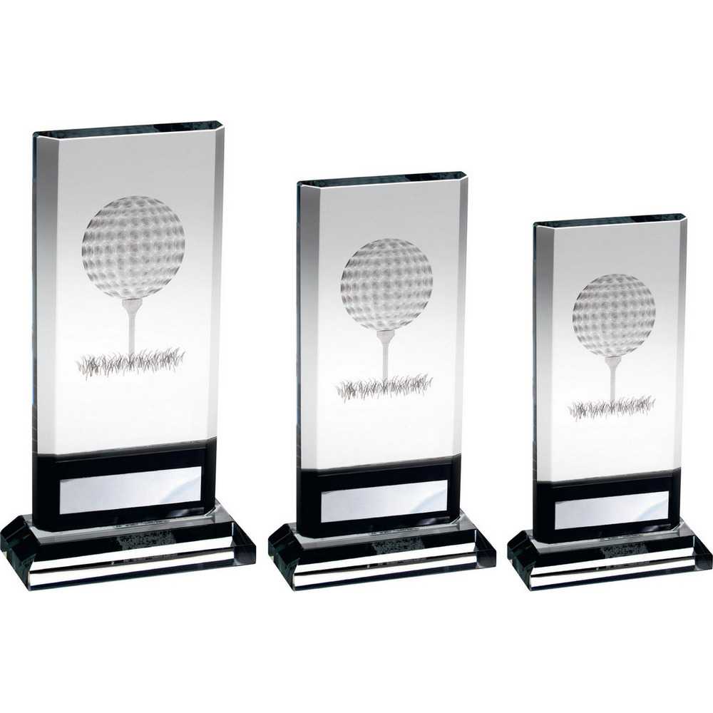Clear/Black Glass Plaque With Lasered Golf Image And Plate (15mm Thick) by Legacy Outfitters