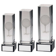 Clear Glass Lasered Golf Column On Black Base With Plate by Legacy Outfitters