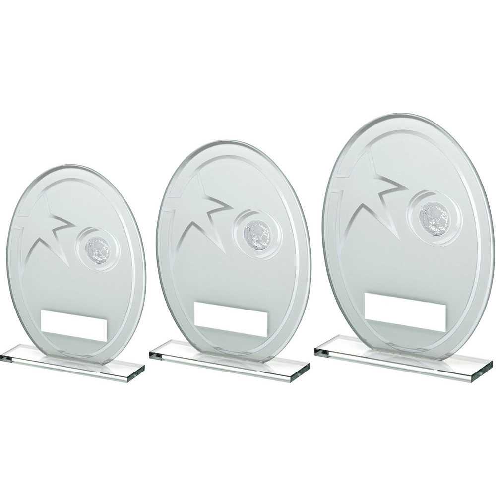 White/Silver Printed Glass Oval With Golf Insert And Plate by Legacy Outfitters