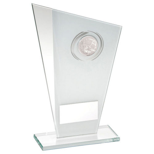 White/Silver Printed Glass Plaque With Golf Insert With Plate - 203mm by Legacy Outfitters