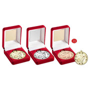 Red Velvet Box And 50mm Medal Golf by Legacy Outfitters