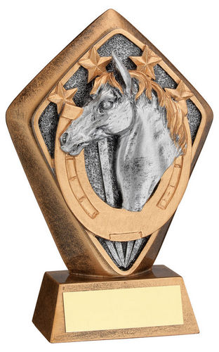 BRZ/GOLD DIAMOND HOLDER WITH HORSE DISC WITH PLATE - 5.25in