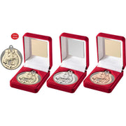 Red Velvet Box And 50mm Horse Medal by Legacy Outfitters
