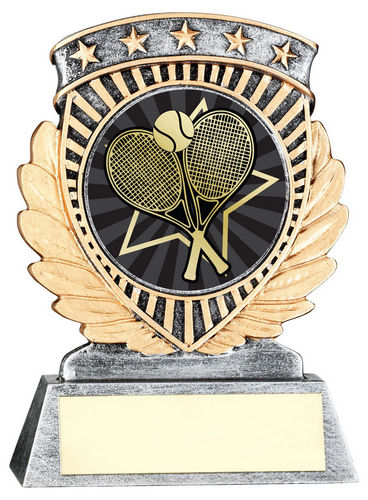 Pew/Gold 5 Star Holder With Vinyl Tennis Insert & Plate - 95mm by Legacy Outfitters