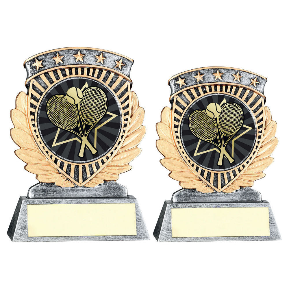 Pew/Gold 5 Star Holder With Vinyl Tennis Insert & Plate by Legacy Outfitters