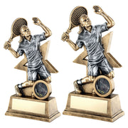 Brz/Gold/Pew Female Tennis Figure With Star Backing With Plate (1in Centre) by Legacy Outfitters
