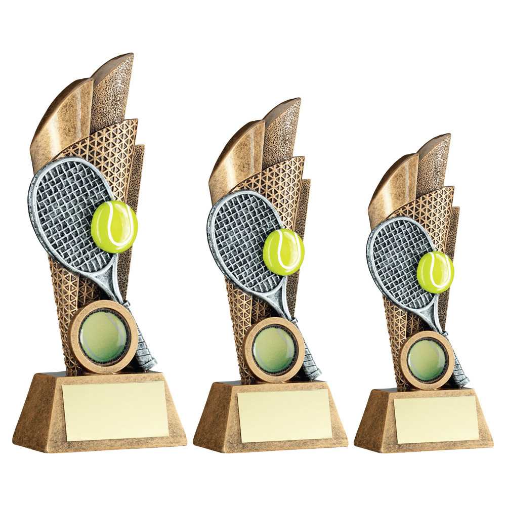 Brz/Pew/Yellow Tennis Ball And Racket On Backdrop With Plate (1in Cen) by Legacy Outfitters